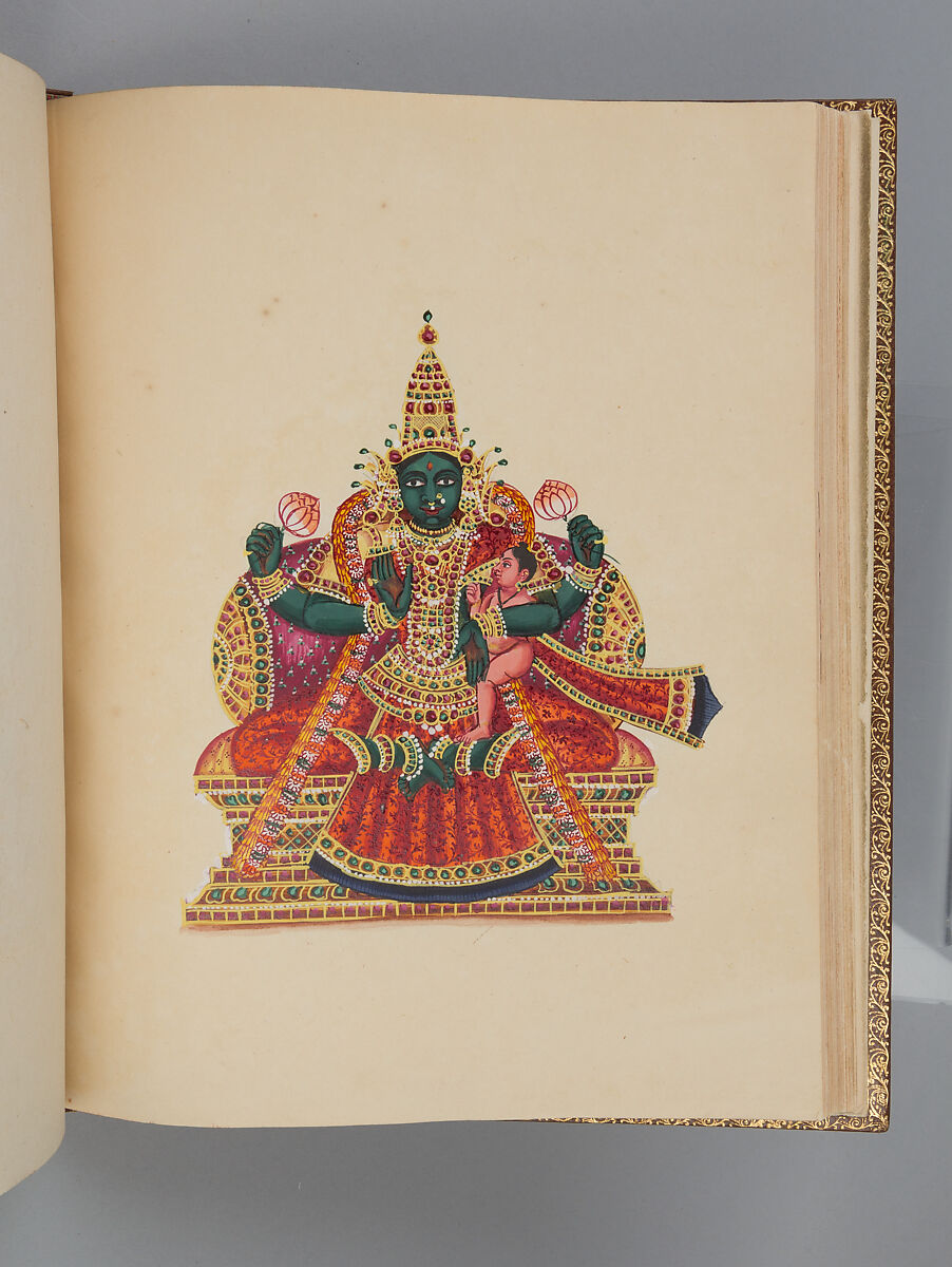 Album depicting one hundred Hindu gods, Unidentified artists (Indian, Madurai, ca. 1830s), Watercolor, ink, and gold on paper, India, Madurai, Tamil Nadu