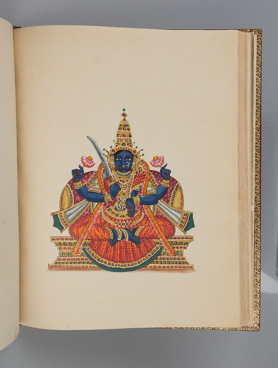 Album depicting one hundred Hindu gods, Unidentified artists (Indian, Madurai, ca. 1830s), Watercolor, ink, and gold on paper, India, Madurai, Tamil Nadu