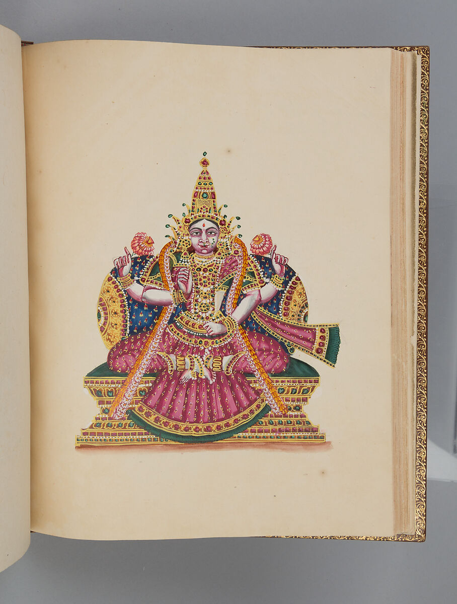 Album depicting one hundred Hindu gods, Unidentified artists (Indian, Madurai, ca. 1830s), Watercolor, ink, and gold on paper, India, Madurai, Tamil Nadu