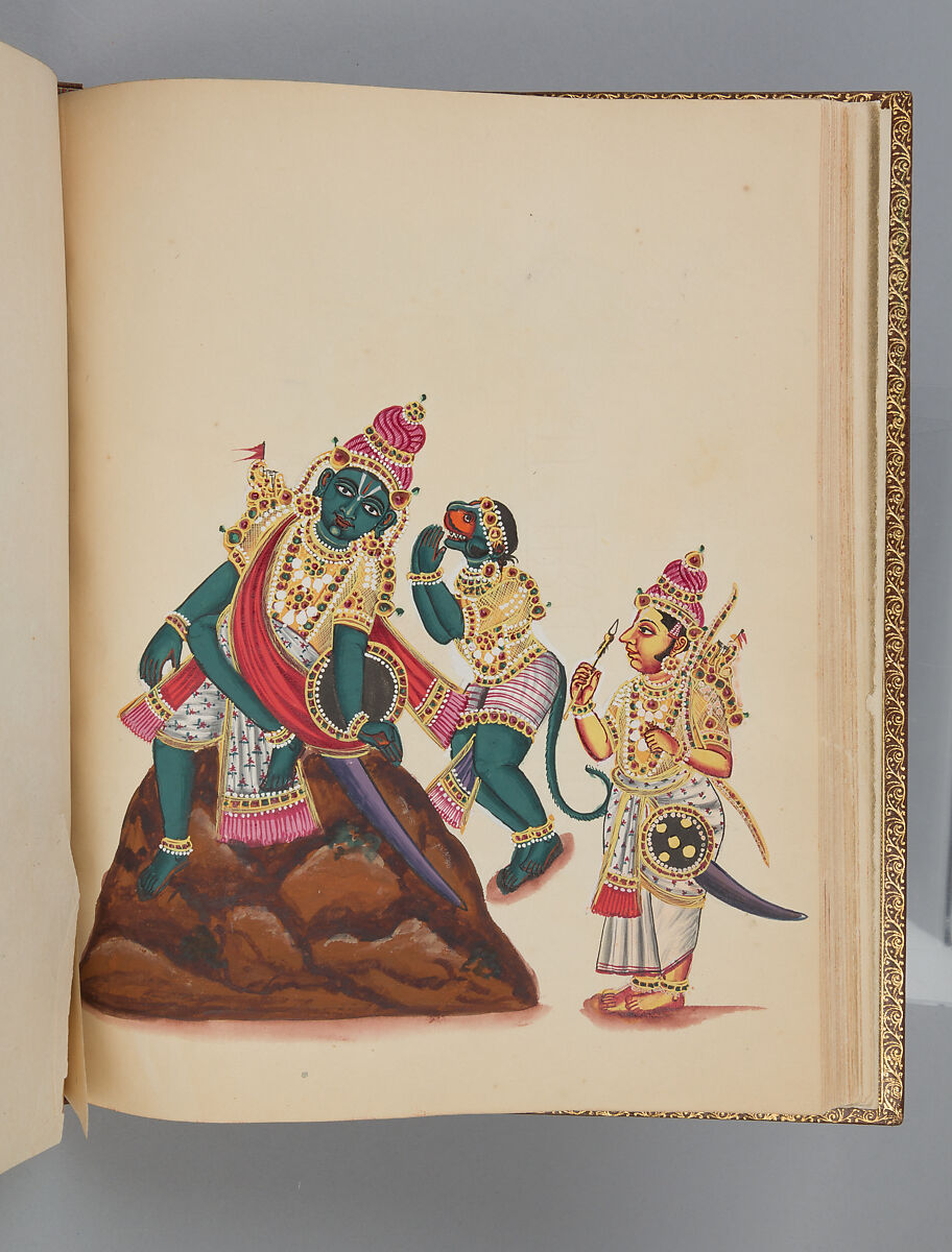 Album depicting one hundred Hindu gods, Unidentified artists (Indian, Madurai, ca. 1830s), Watercolor, ink, and gold on paper, India, Madurai, Tamil Nadu