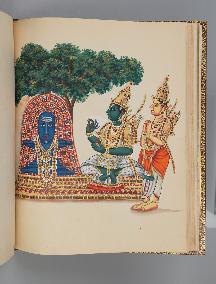 Album depicting one hundred Hindu gods, Unidentified artists (Indian, Madurai, ca. 1830s), Watercolor, ink, and gold on paper, India, Madurai, Tamil Nadu