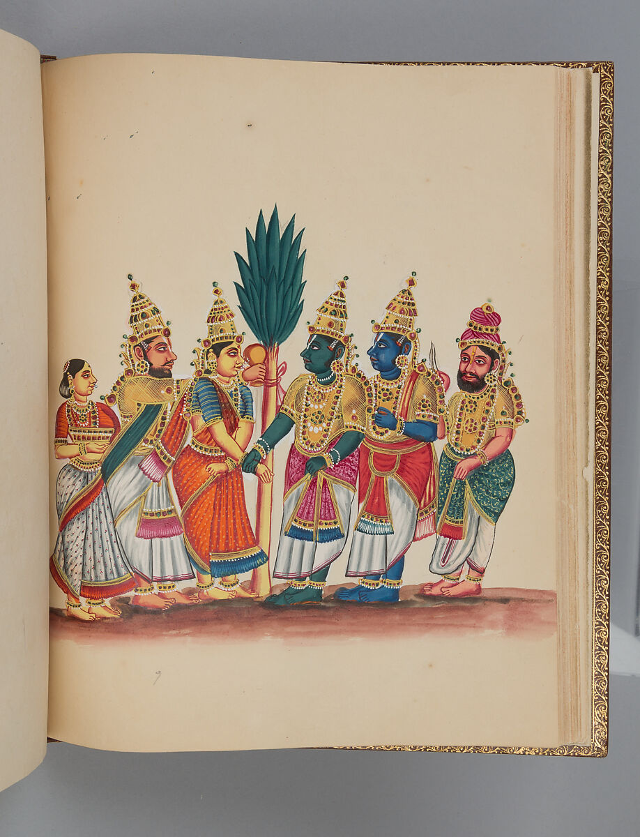 Album depicting one hundred Hindu gods, Unidentified artists (Indian, Madurai, ca. 1830s), Watercolor, ink, and gold on paper, India, Madurai, Tamil Nadu