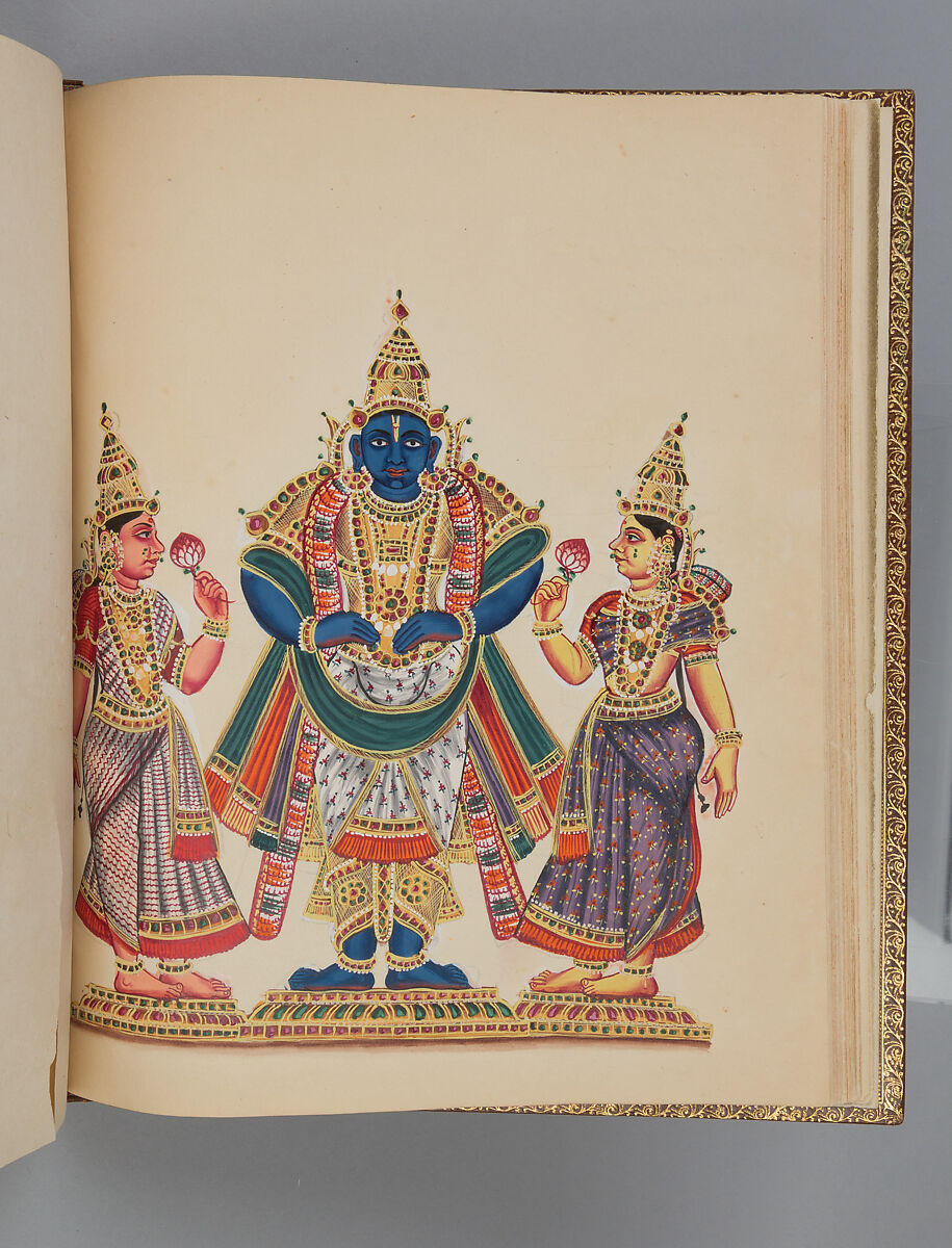 Album depicting one hundred Hindu gods, Unidentified artists (Indian, Madurai, ca. 1830s), Watercolor, ink, and gold on paper, India, Madurai, Tamil Nadu