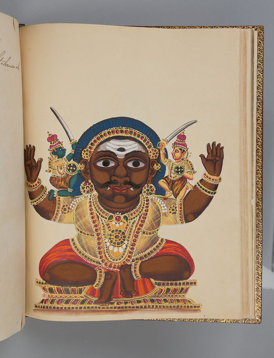 Album depicting one hundred Hindu gods, Unidentified artists (Indian, Madurai, ca. 1830s), Watercolor, ink, and gold on paper, India, Madurai, Tamil Nadu