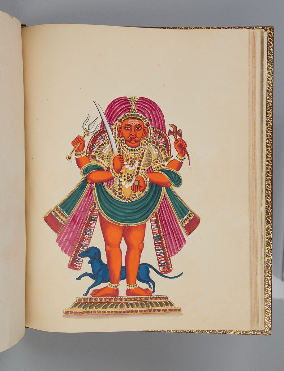 Album depicting one hundred Hindu gods, Unidentified artists (Indian, Madurai, ca. 1830s), Watercolor, ink, and gold on paper, India, Madurai, Tamil Nadu