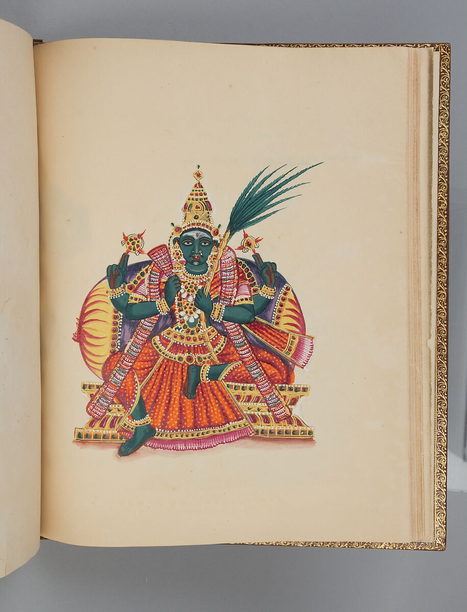 Album depicting one hundred Hindu gods, Unidentified artists (Indian, Madurai, ca. 1830s), Watercolor, ink, and gold on paper, India, Madurai, Tamil Nadu