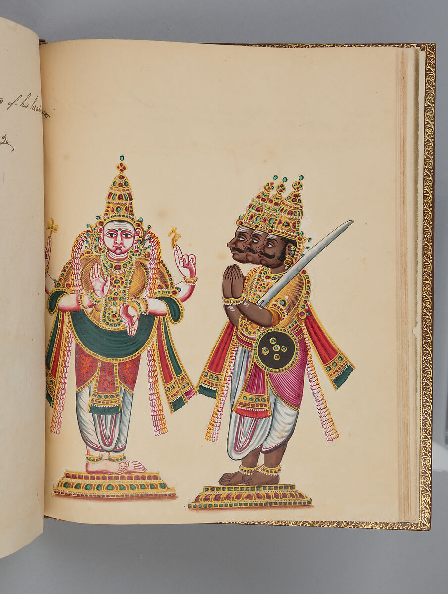 Album depicting one hundred Hindu gods, Unidentified artists (Indian, Madurai, ca. 1830s), Watercolor, ink, and gold on paper, India, Madurai, Tamil Nadu