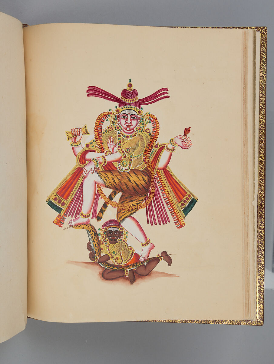Album depicting one hundred Hindu gods, Unidentified artists (Indian, Madurai, ca. 1830s), Watercolor, ink, and gold on paper, India, Madurai, Tamil Nadu