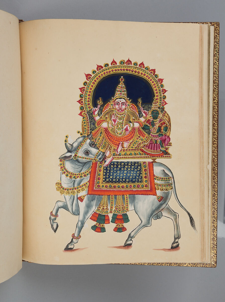 Album depicting one hundred Hindu gods, Unidentified artists (Indian, Madurai, ca. 1830s), Watercolor, ink, and gold on paper, India, Madurai, Tamil Nadu