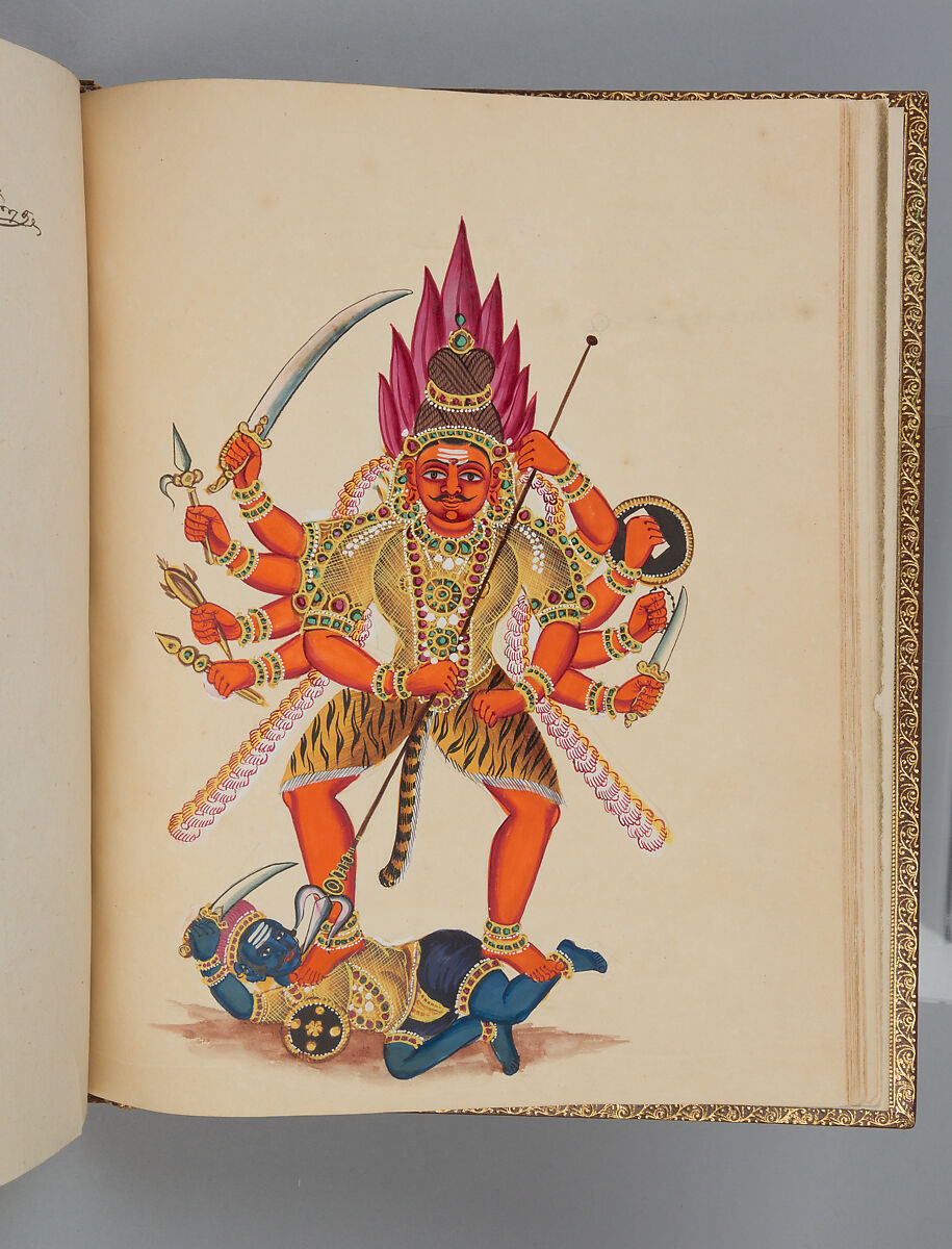 Album depicting one hundred Hindu gods, Unidentified artists (Indian, Madurai, ca. 1830s), Watercolor, ink, and gold on paper, India, Madurai, Tamil Nadu