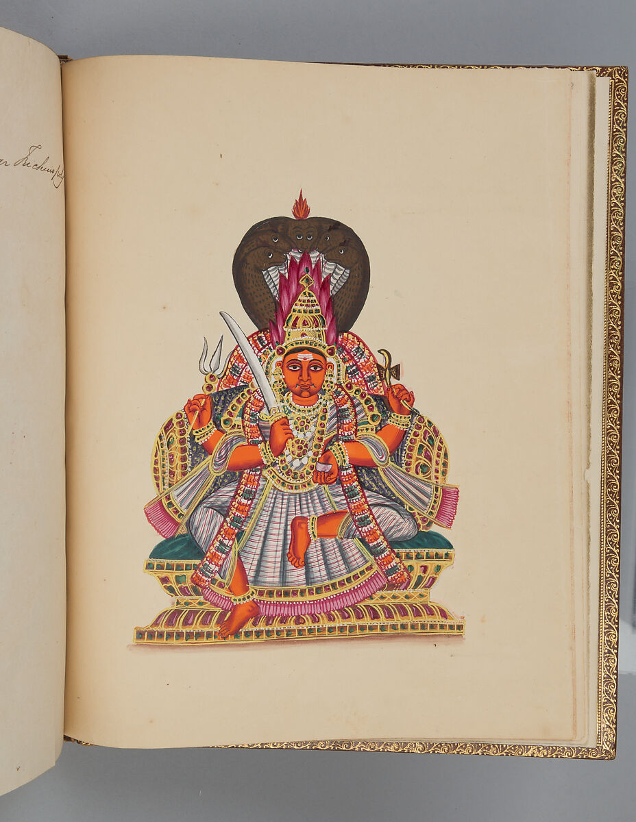 Album depicting one hundred Hindu gods, Unidentified artists (Indian, Madurai, ca. 1830s), Watercolor, ink, and gold on paper, India, Madurai, Tamil Nadu