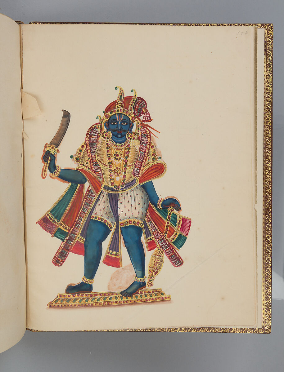 Album depicting one hundred Hindu gods, Unidentified artists (Indian, Madurai, ca. 1830s), Watercolor, ink, and gold on paper, India, Madurai, Tamil Nadu