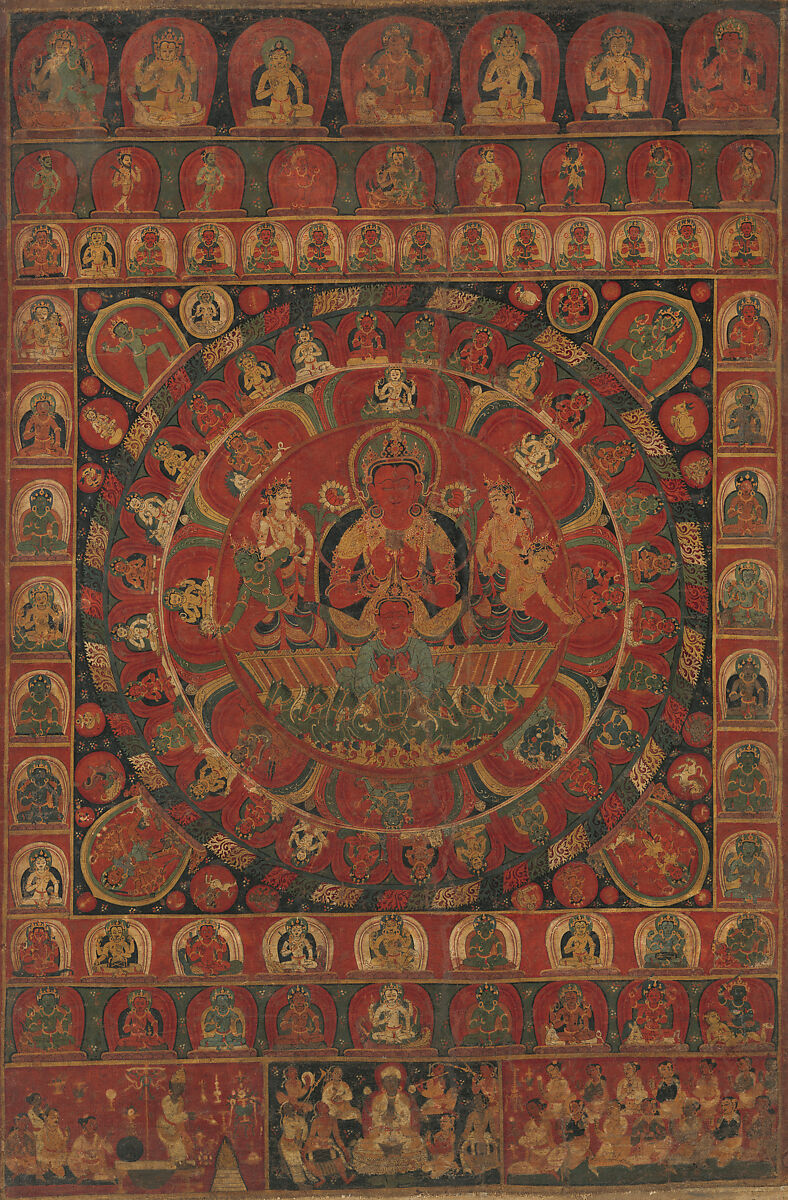 Mandala of the Sun God Surya, Kitaharasa, Distemper on cotton, Nepal, Kathmandu Valley 