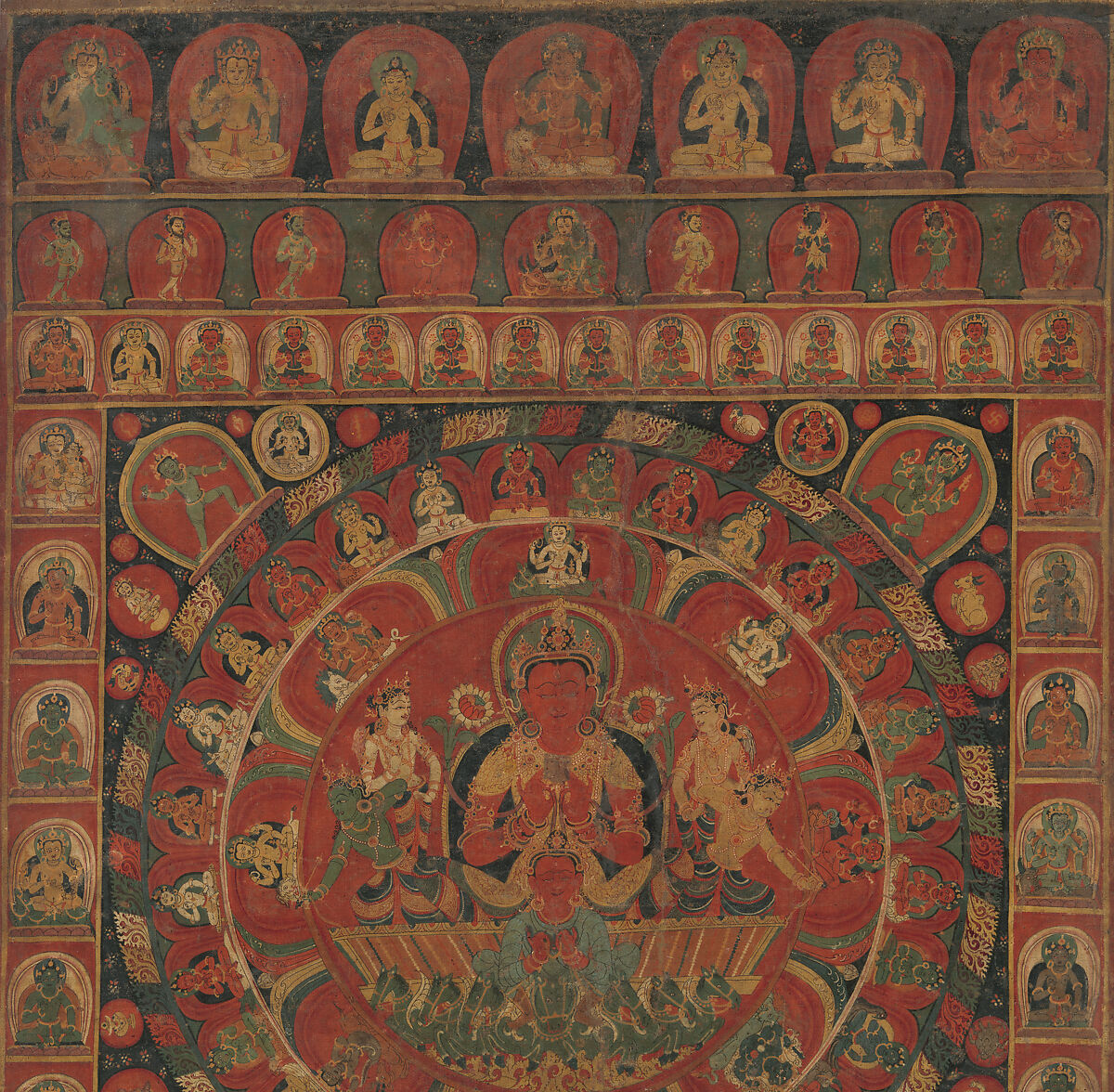Mandala of the Sun God Surya, Kitaharasa, Distemper on cotton, Nepal, Kathmandu Valley