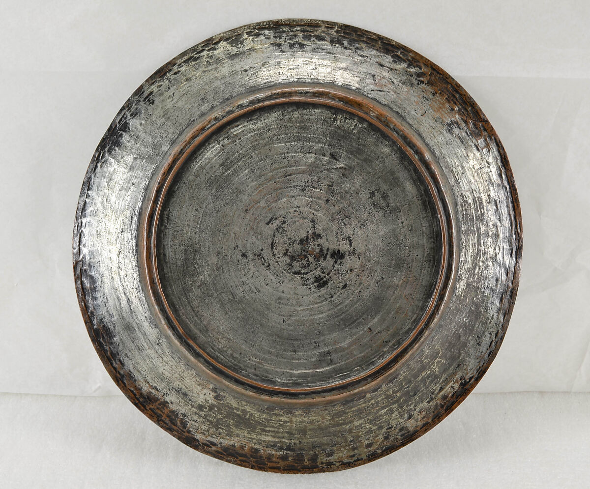 Mamluk Plate, Tinned copper; raised, hammered, and engraved