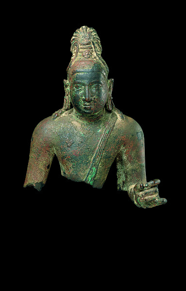 Torso of Bodhisattva, probably Avalokiteshvara, Copper alloy, Southern India 