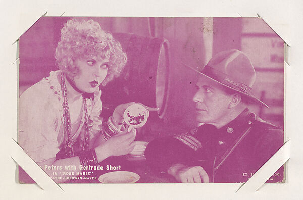 House Peters with Gertrude Short in "Rose Marie" from Western Stars or Scenes Exhibit Cards series (W412), Exhibit Supply Company, Commercial color photolithograph 