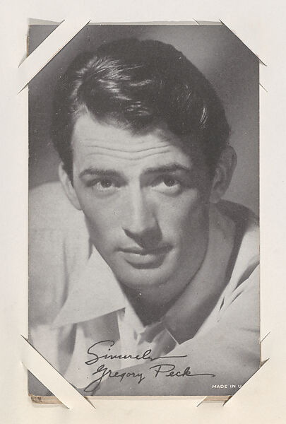 Gregory Peck from Movie Stars Exhibit Cards series (W401), Commercial photolithograph 