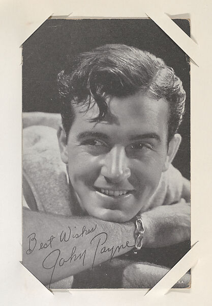 John Payne from Movie Stars Exhibit Cards series (W401), Commercial photolithograph 