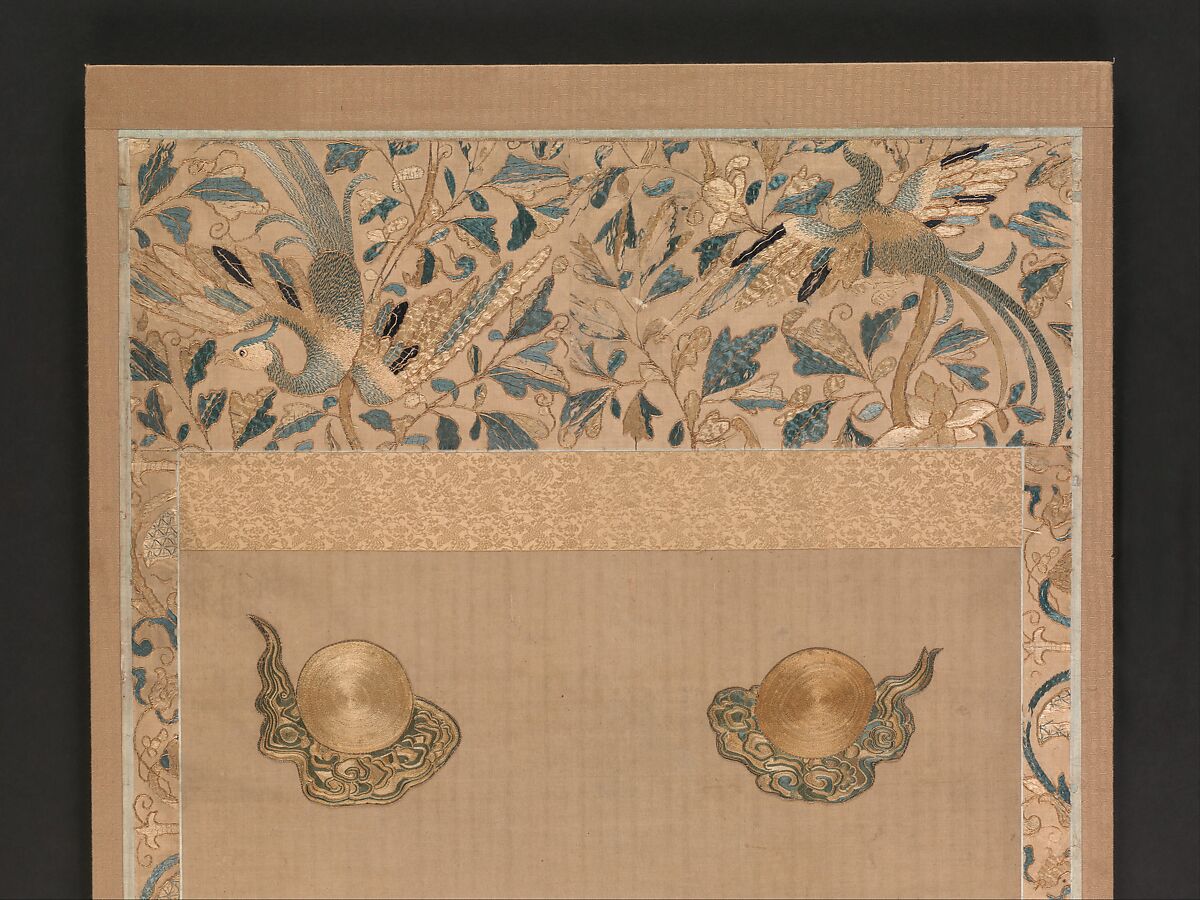 Embroidery of a Thousand-Armed Kannon, Unidentified artist Japanese, Hanging scroll remounted on a panel; embroidered silk appliquéed to cotton backing, Japan