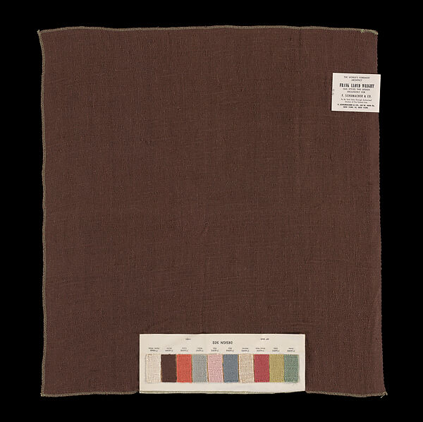 Sample Design 502 “50” Modern Linen Texture”, Frank Lloyd Wright (American, Richland Center, Wisconsin 1867–1959 Phoenix, Arizona), Linen, American
