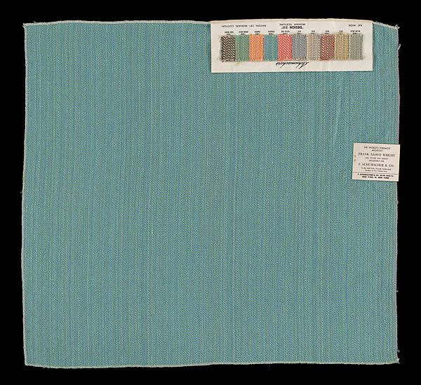 Sample Design 511 “Mohair Texture”, Frank Lloyd Wright (American, Richland Center, Wisconsin 1867–1959 Phoenix, Arizona), Rayon, mohair and cotton, American