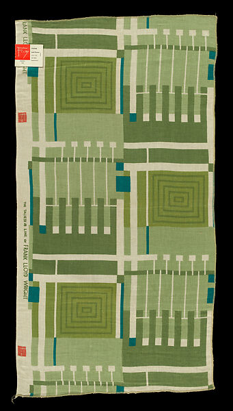 Sample, Design 102, Printed Linen, Frank Lloyd Wright (American, Richland Center, Wisconsin 1867–1959 Phoenix, Arizona), Linen, American 