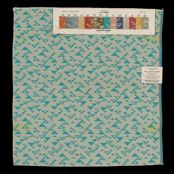 Sample, Design 513, Damask, Frank Lloyd Wright (American, Richland Center, Wisconsin 1867–1959 Phoenix, Arizona), Spun rayon, cotton, American