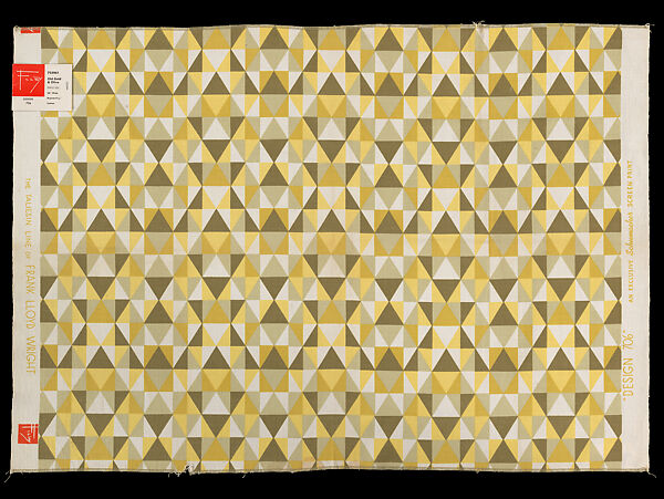 Sample, Design 706, Printed Duck, Frank Lloyd Wright (American, Richland Center, Wisconsin 1867–1959 Phoenix, Arizona), Cotton, American 