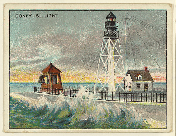 Coney Island Light, from the "Lighthouse Series" (T77), issued with Hassan Cigarettes by the American Tobacco Company, Issued by American Tobacco Company, Commercial color lithograph 