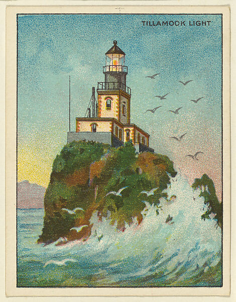 Tillamook Light, from the "Lighthouse Series" (T77), issued with Hassan Cigarettes by the American Tobacco Company, Issued by American Tobacco Company, Commercial color lithograph 
