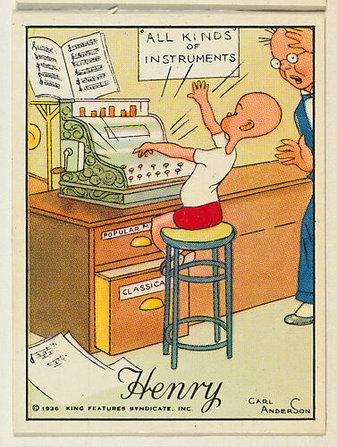 Henry playing a tune on a cash register, from the 