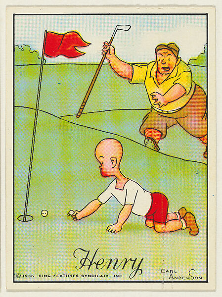 Henry shoots a marble at a golf ball, from the "Little Henry" (T78), issued with Tareyton Cigarettes by the R. J. Reynolds Tobacco Company, Carl Thomas Anderson (American, Madison, Wisconsin 1865–1948), Commercial color lithograph 
