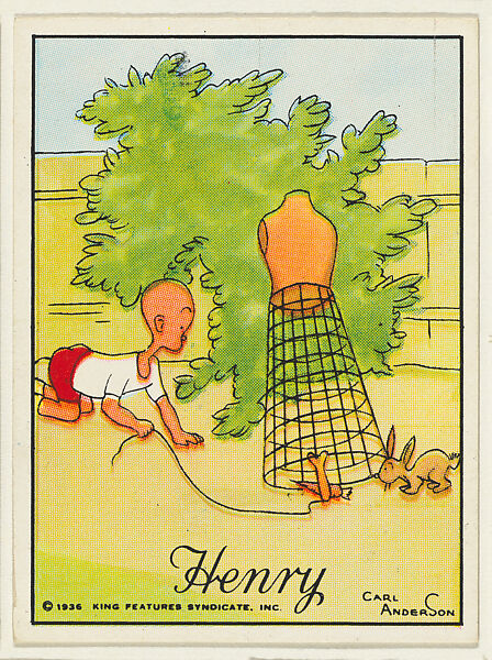 Henry uses a dressform to catch a rabbit, from the "Little Henry" (T78), issued with Tareyton Cigarettes by the R. J. Reynolds Tobacco Company, Carl Thomas Anderson (American, Madison, Wisconsin 1865–1948), Commercial color lithograph 