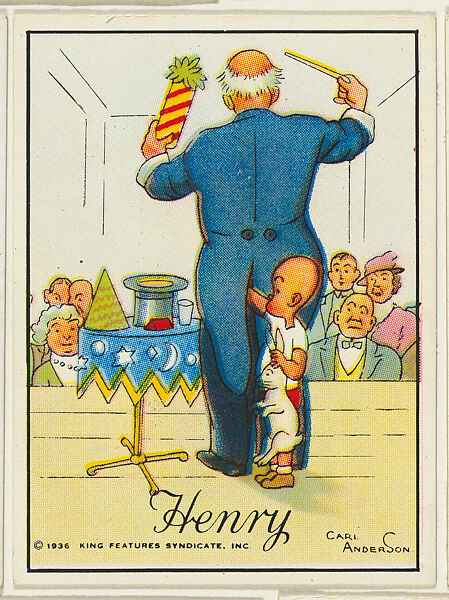 Henry takes a rabbit from a magician's back pocket, from the "Little Henry" (T78), issued with Tareyton Cigarettes by the R. J. Reynolds Tobacco Company, Carl Thomas Anderson (American, Madison, Wisconsin 1865–1948), Commercial color lithograph 