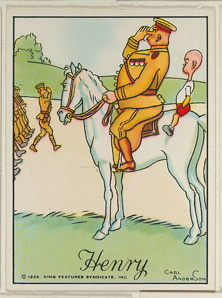 Henry sits behind a general on a horse, from the "Little Henry" (T78), issued with Tareyton Cigarettes by the R. J. Reynolds Tobacco Company, Carl Thomas Anderson (American, Madison, Wisconsin 1865–1948), Commercial color lithograph 