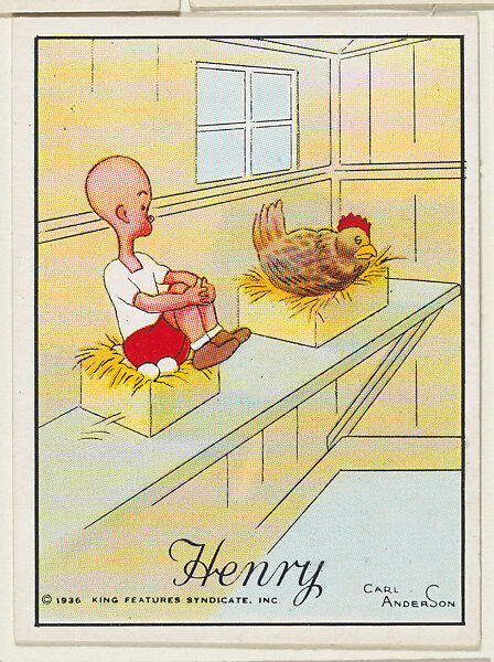 Henry sits in a hen's nest, from the "Little Henry" (T78), issued with Tareyton Cigarettes by the R. J. Reynolds Tobacco Company, Carl Thomas Anderson (American, Madison, Wisconsin 1865–1948), Commercial color lithograph 
