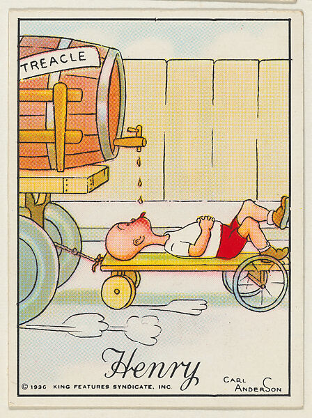 Henry rides on a wagon behind a truck, from the "Little Henry" (T78), issued with Tareyton Cigarettes by the R. J. Reynolds Tobacco Company, Carl Thomas Anderson (American, Madison, Wisconsin 1865–1948), Commercial color lithograph 