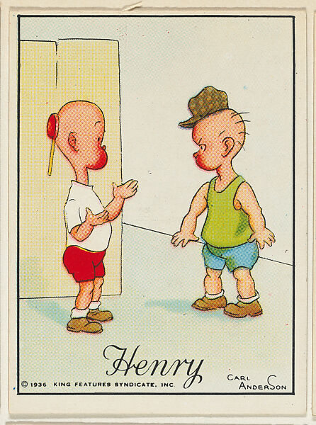 Henry hides a lollipop on the back of his head, from the "Little Henry" (T78), issued with Tareyton Cigarettes by the R. J. Reynolds Tobacco Company, Carl Thomas Anderson (American, Madison, Wisconsin 1865–1948), Commercial color lithograph 
