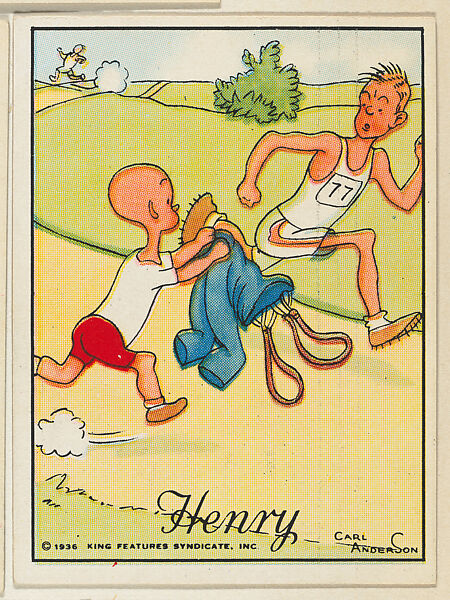 Henry offers pants to a runner, from the "Little Henry" (T78), issued with Tareyton Cigarettes by the R. J. Reynolds Tobacco Company, Carl Thomas Anderson (American, Madison, Wisconsin 1865–1948), Commercial color lithograph 