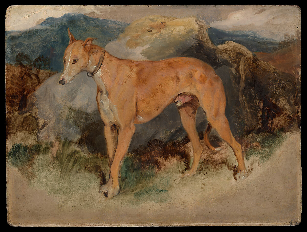 A Deerhound, Sir Edwin Henry Landseer (British, London 1802–1873 London), Oil on board 