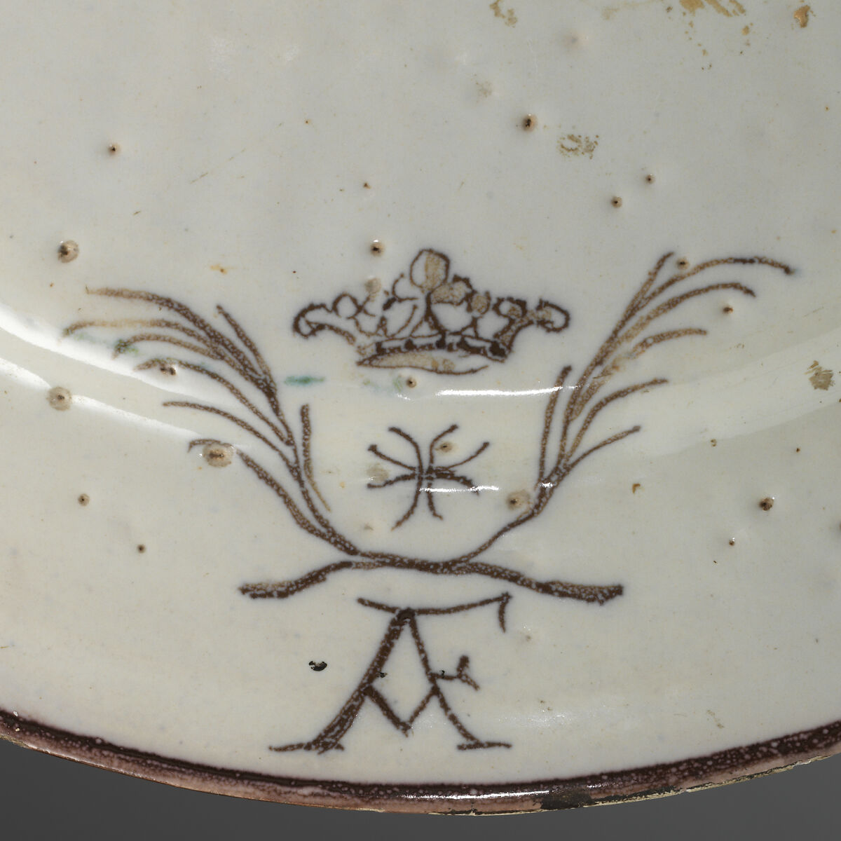 Dish with landscape seen though an arch, Painted by Siro Antonio Africa (Italian, 1663–ca. 1735), Tin-glazed earthenware (maiolica), Italian, Pavia