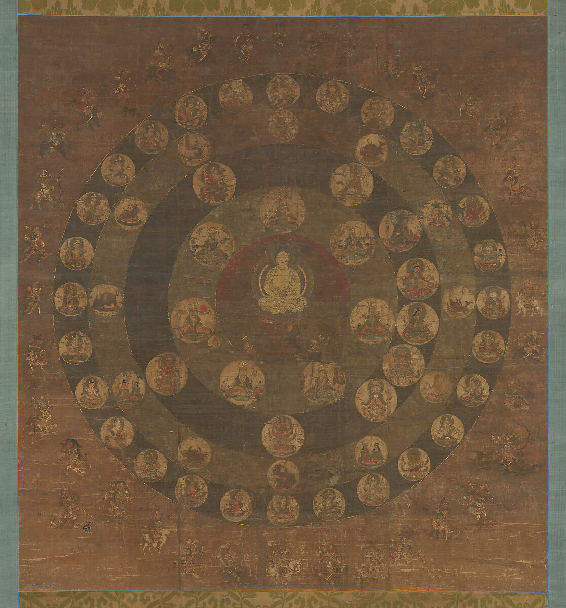 Star Mandala, Hanging scroll; ink, color, gold, and cut gold on silk, Japan 