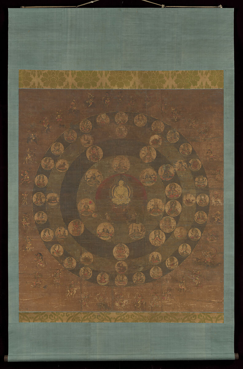 Star Mandala, Hanging scroll; ink, color, gold, and cut gold on silk, Japan