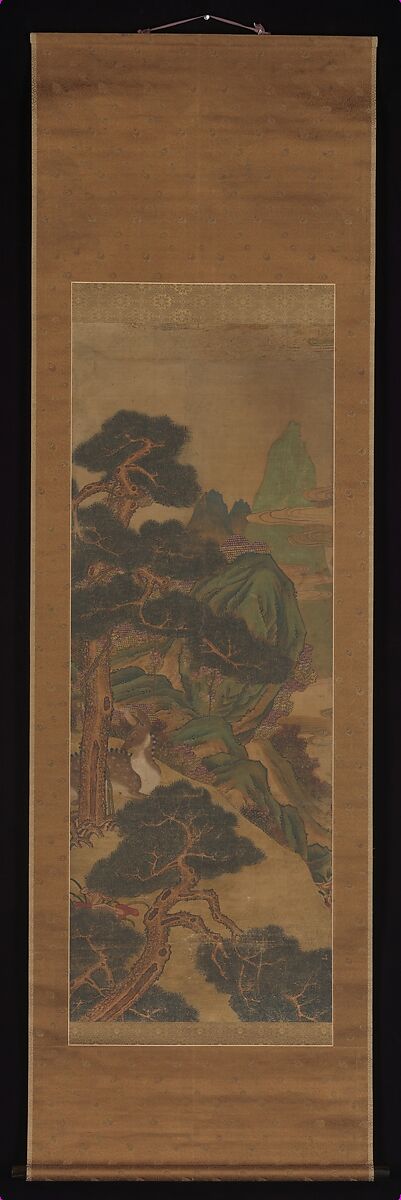 Deer amid Pine Trees, Unidentified artist, Pair of hanging scrolls; ink and color on silk, Korea