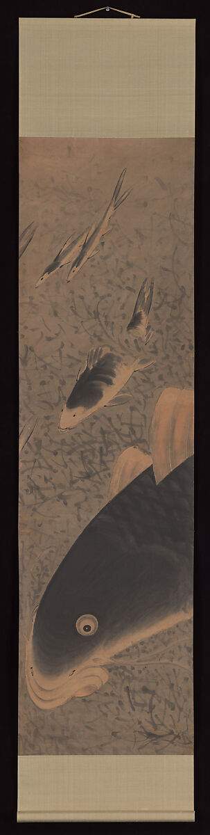 Nine carp, Gong Gu (Chinese, active 19th century) ?, Set of four hanging scrolls, ink and color on paper, China