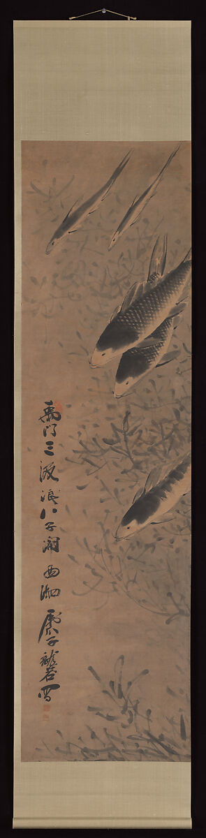 Nine carp, Gong Gu (Chinese, active 19th century) ?, Set of four hanging scrolls, ink and color on paper, China