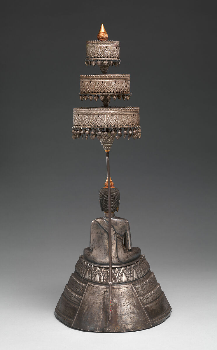 Enthroned Buddha, Silver, gold, and unfired clay, Cambodia (probably Phnom Penh)