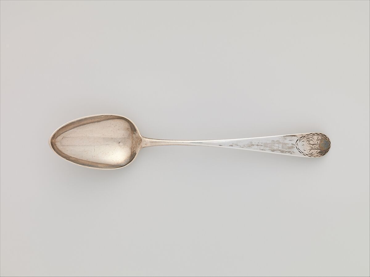 Spoon, Probably Van Voorhis &amp; Schanck (active ca. 1791–93), Silver, American 