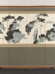 Lotus and Carp, Song Yeong-bang (Korean, born Hwaseong, 1936), Eight-panel folding screen; ink and light color on paper, Korea
